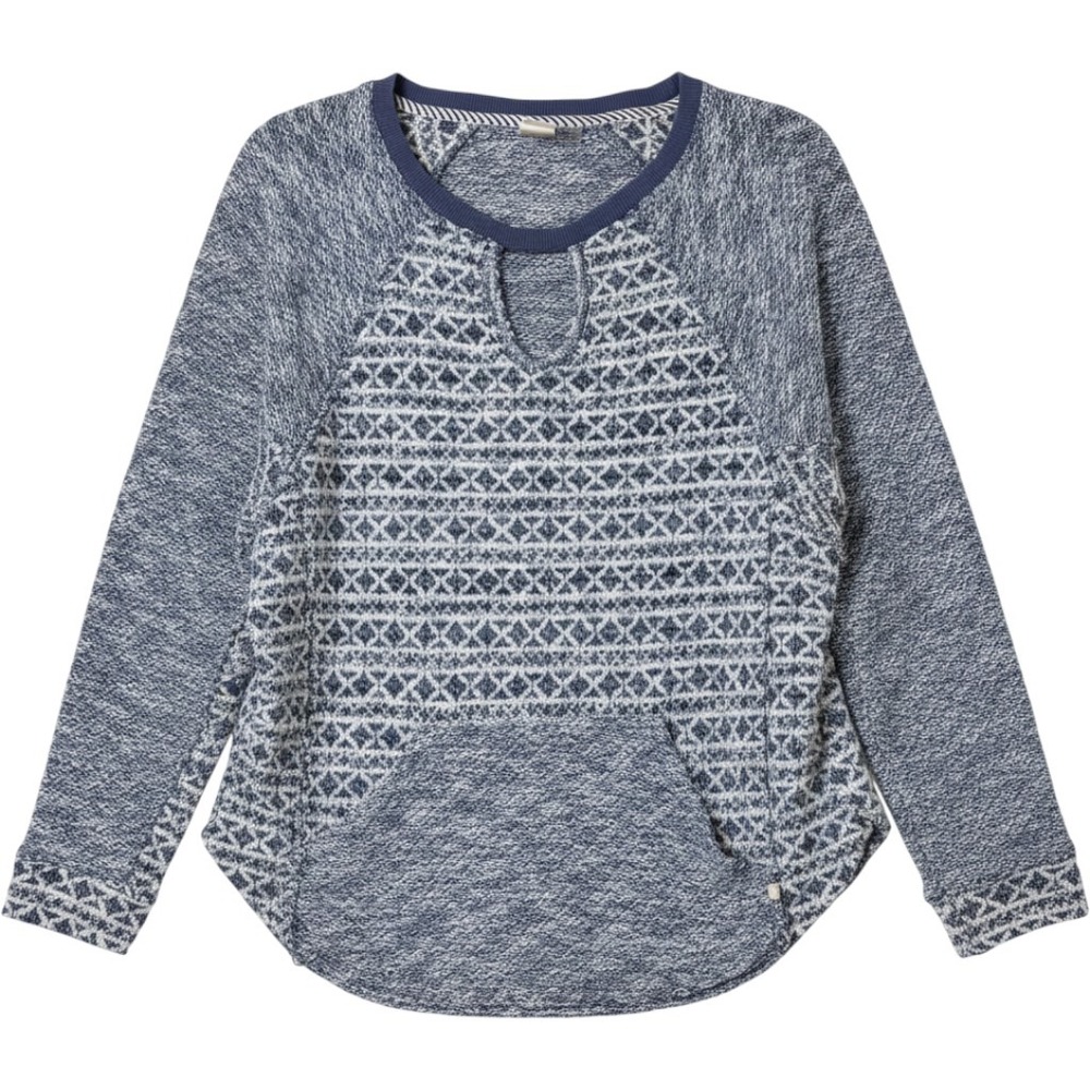 Roxy Sweater Women XS/Small Navy White Y2K Oversized Marled Geometric Boho
